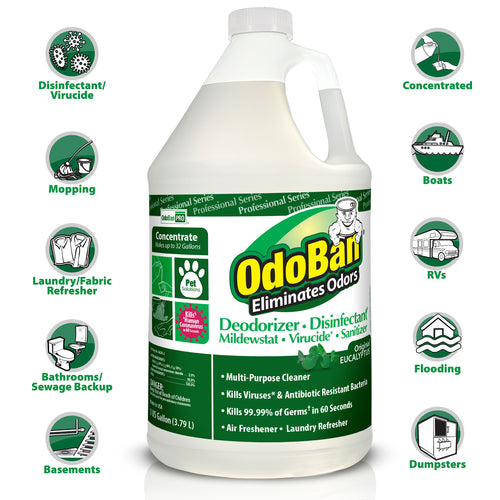 Odoban Concentrated Odor Eliminator, Eucalyptus, Gallon, 4/Case